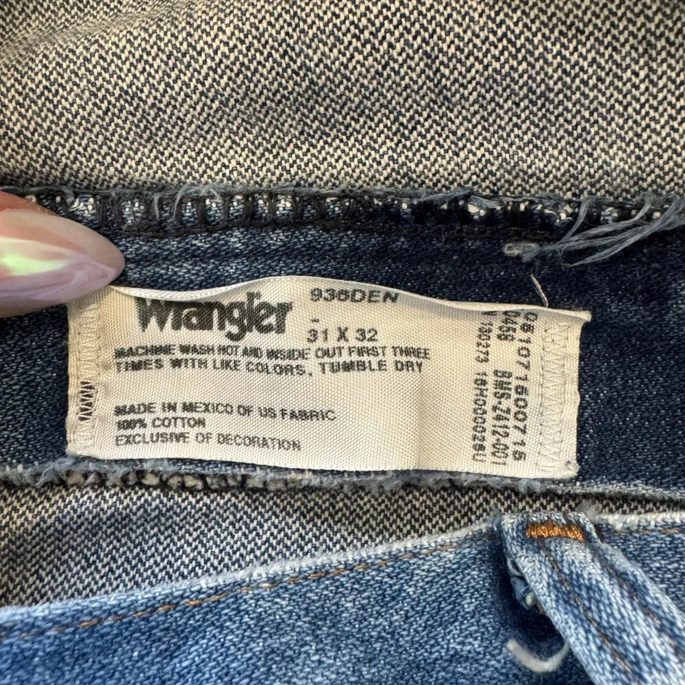 Vintage Y2K Wrangler 980DEN Straight Leg Blue Jeans 31x32 90s Western Cowboy
